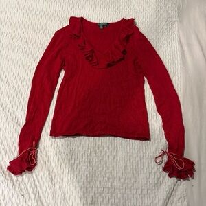 Ralph Lauren Red Silk-Cashmere Blend Sweater
